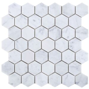 Hexagon-Carrara-2x2-Honed-12x12-flooringworldonline.com