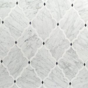 MJ-AMINA-WHITE-CARRARA-WHITE-THASSOS&BARDIGLIO-DOTS-flooringworldonline.com