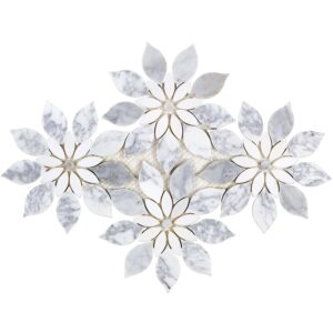 MJ-RAIN-FLOWER-WHITE-CARRARA, WHITE THASSOS WITH-WHITE-CARRARA-DOT-flooringworldonline.com