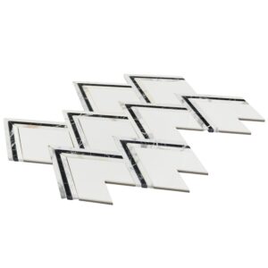 VANESSA-DELEON-CRYSTALLIZED-THASSOS-WITH-NERO-MARQUINA-&-CALACATTA-LINE-flooringworldonline.com