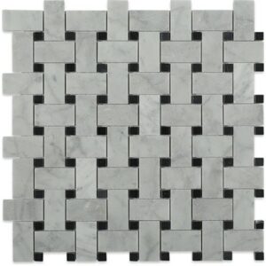 TRENZA-WHITE-CARRARA-&-BLACK-DOT-flooringworldonline.com
